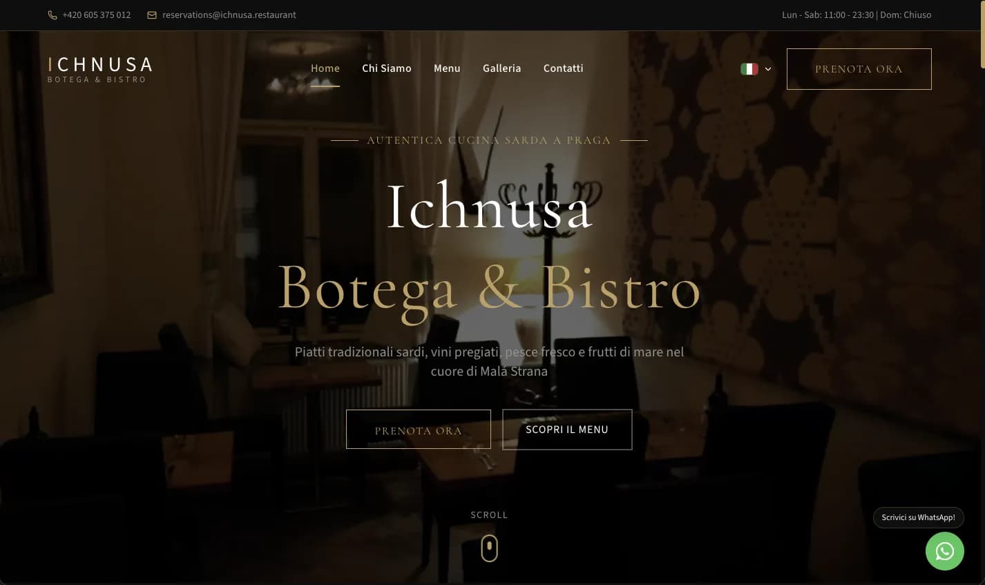 Ichnusa Botega & Bistro — esempio di sito web realizzato da Pixarts